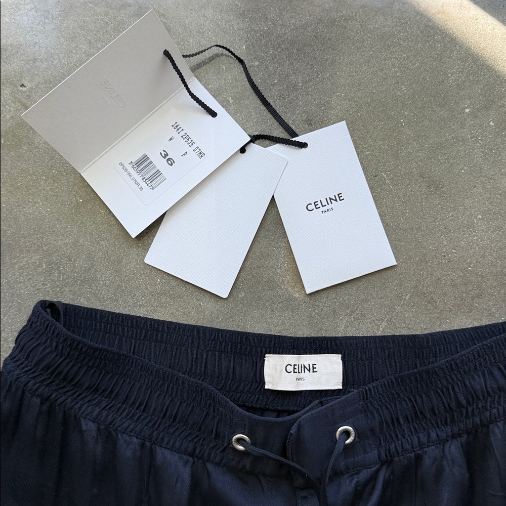 Celine Satin Track Pants Navy White Stripe - Picture 5 of 13